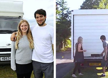 בני זוג מכרו הכל ועברו לגור במשאית – עכשיו שימו לב כשהם מרימים את הדלת וחושפים את הבית