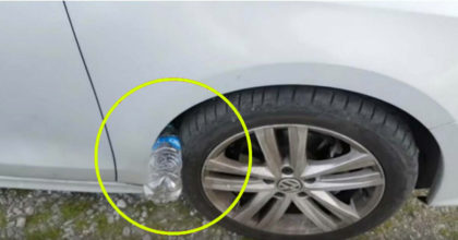 אזהרה לגבי טריק חדש ואיום: אם אתם רואים בקבוק פלסטיק על צמיג הרכב שלכם, יתכן ואתם בסכנה